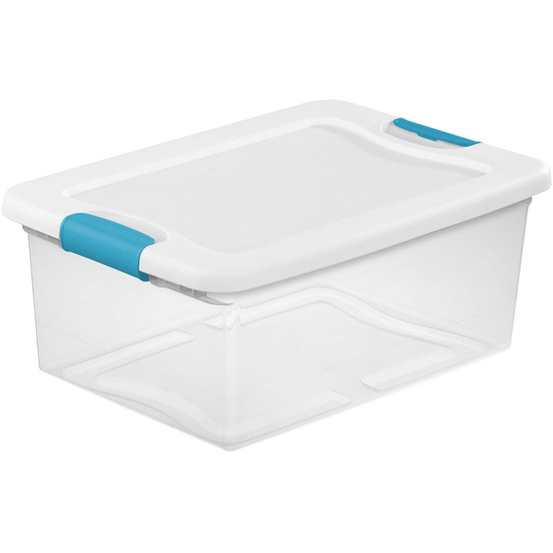 Sterilite 15 qt Clear/White Latch Storage Box