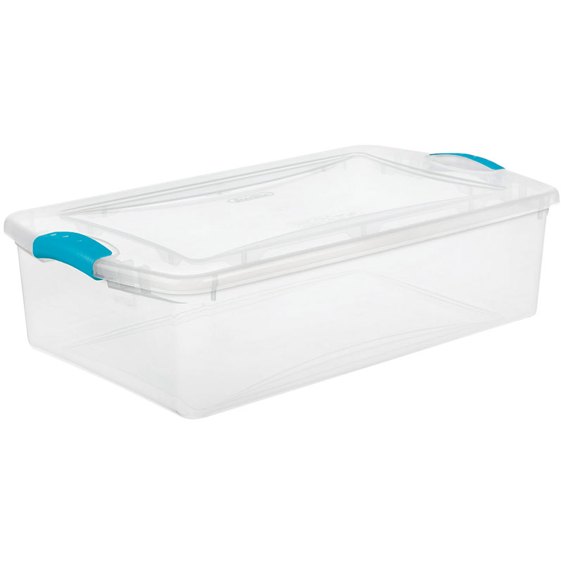 Sterilite 32 qt Clear/White Latch Storage Box