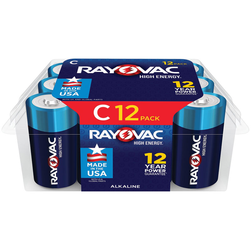 12 Pk. Rayovac High Energy C Alkaline Batteries