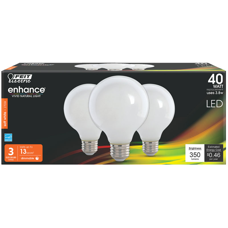 3 Pk. Feit Enhance Soft White LED 40W Light Bulb