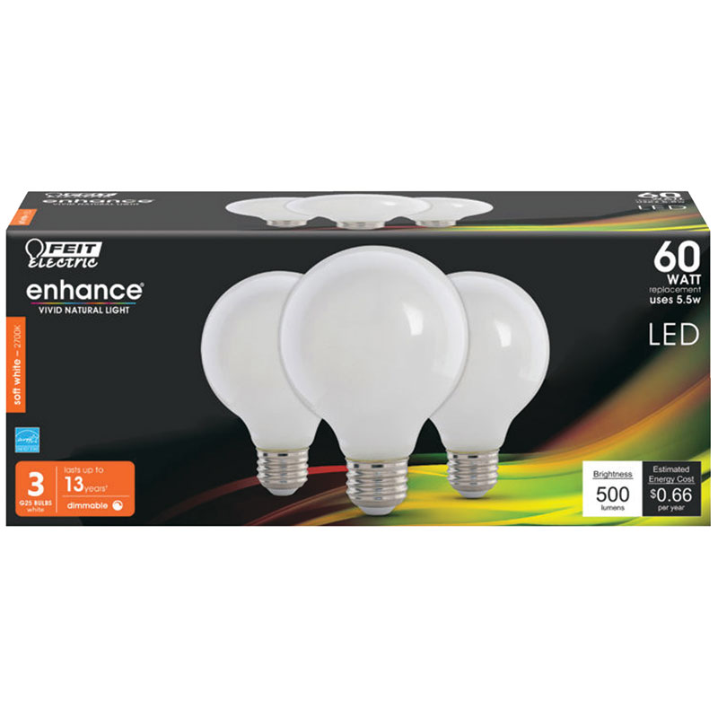 3 Pk. Feit Enhance Soft White LED 60W Light Bulb