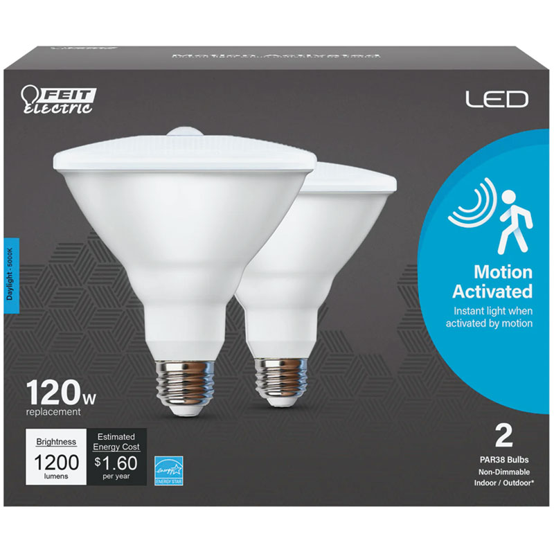 2 Pk. Feit PAR38 E26 LED Motion Activated Daylight Bulb