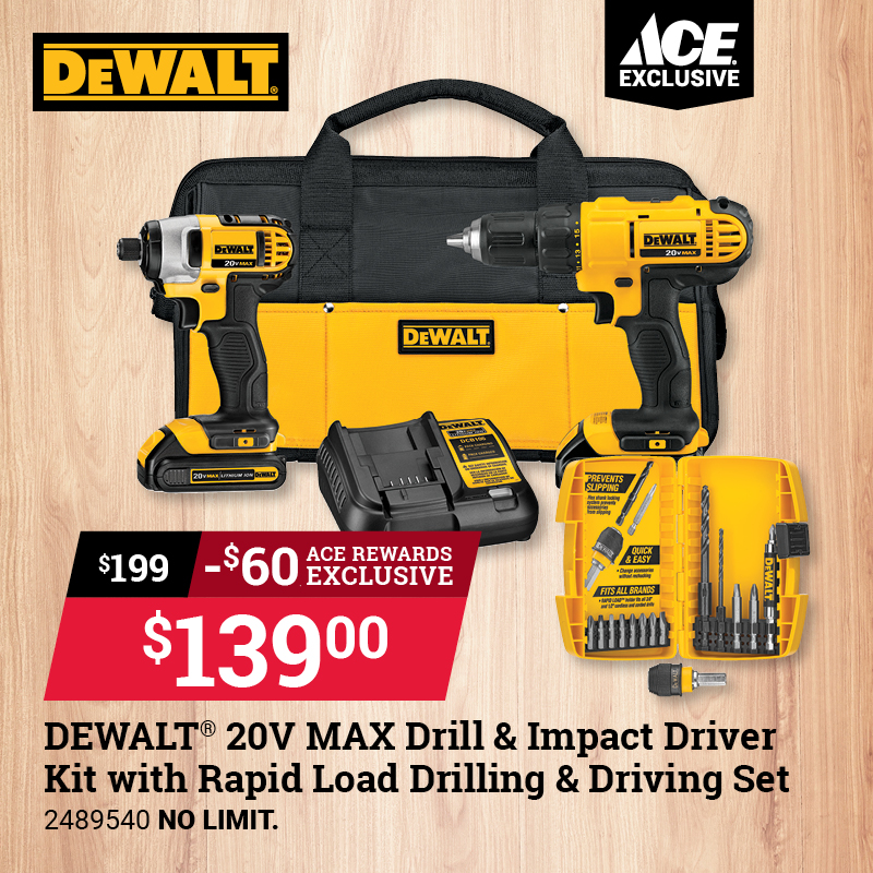 DEWALT® 20V MAX Drill & Impact Driver Kit with Rapid Load Drilling & Driver Set