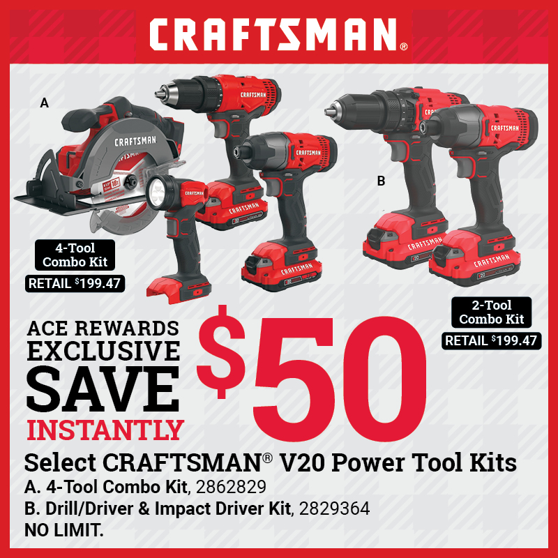 Save $50 Instantly on Select Craftsman® Power Tool Kits